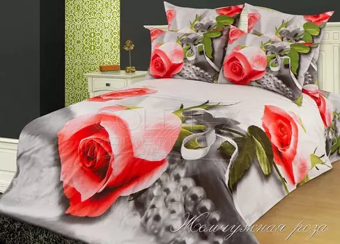Комплект "Жемчужная роза", размер Евро с 4 наволочками