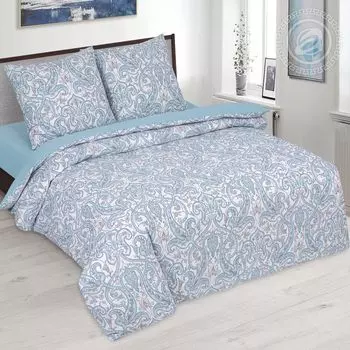 КПБ "Арабеска" Голубой р. 2,0-сп. с простыней на резинке 160х200