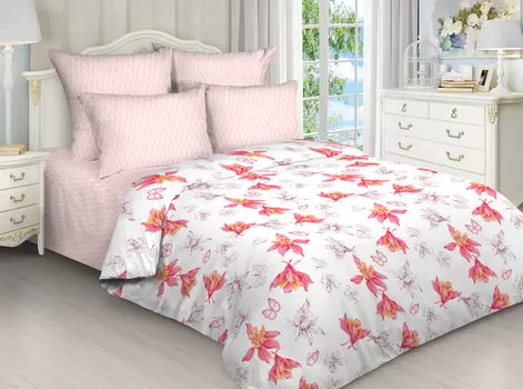 КПБ "Цветочный мотив" Розовый р. 2,0-сп. евро