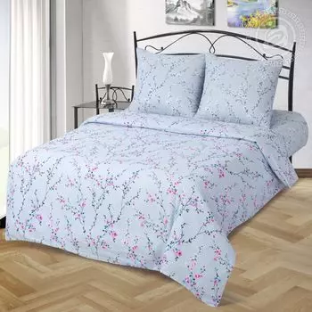 КПБ "Гейша Голубой" р. 1,5-сп. с простыней на резинке 140х200