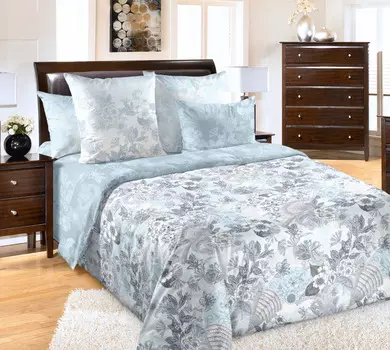 КПБ "Шелковый веер" Голубой р. Сем.