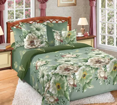 КПБ Зима-Лето "Каролина" Зеленый р. 1,5-сп.