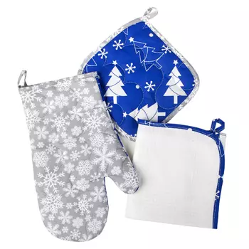 Кухонные принадлежности "Новый год" Синий р. 3 пред.