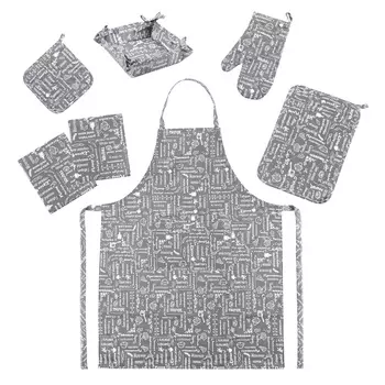 Кухонные принадлежности "Правила кухни" Серый р. 7 пред.