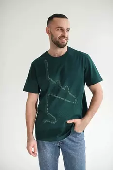 Муж. футболка "Самолет" Зеленый р. 58