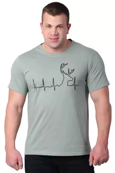 Муж. футболка "Сердцебиение" Хаки р. 48