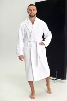 Муж. халат "Банный" Белый р. 56