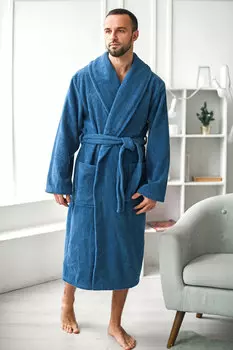 Муж. халат "Банный" Индиго р. 52