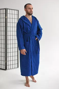 Муж. халат "Банный" Синий р. 48