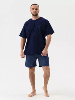 Муж. костюм домашний "Матрица" Синий р. 58