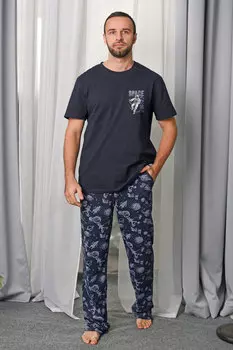 Муж. пижама "Астронавт" Синий р. 58