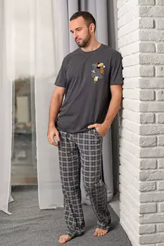 Муж. пижама "Дружная семейка" Антрацит р. 58