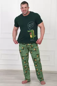 Муж. пижама "Крокодильчики" Зеленый р. 50
