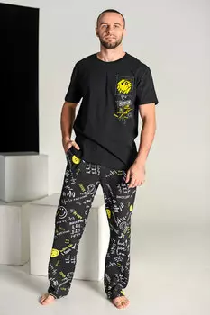 Муж. пижама "Смайл" Черный р. 58
