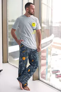 Муж. пижама "Смайл" Серый р. 54