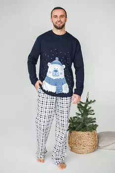 Муж. пижама "Снежный мишка" Синий р. 48