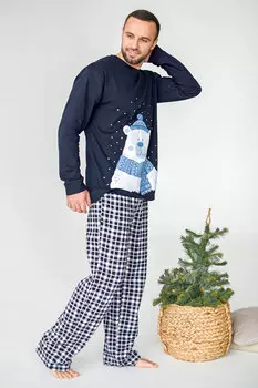Муж. пижама "Снежный мишка" Темно-синий р. 50
