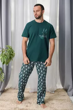 Муж. пижама "Ушастик" Темно-зеленый р. 58