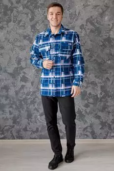 Муж. рубашка арт. 18-0465 Синий р. 68