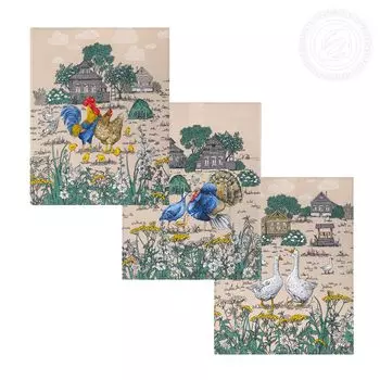 Набор полотенец "Деревенька" Бежевый р. 3 пред.