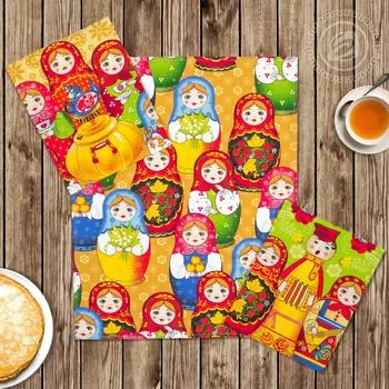 Набор полотенец "Матрешки" Разноцветный р. 45х60