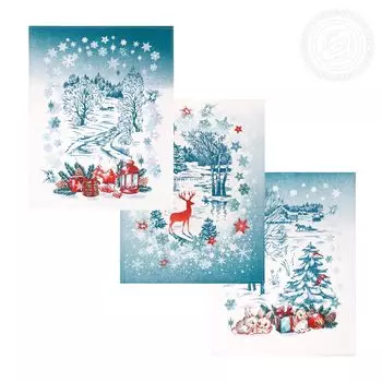 Набор полотенец "Синий иней" Голубой р. 45х60