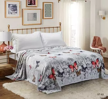 Плед "Бабочки Серый" р. 150х200