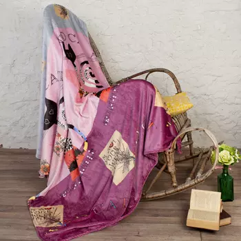 Плед "Гламурная кошка" Сиреневый р. 180х200