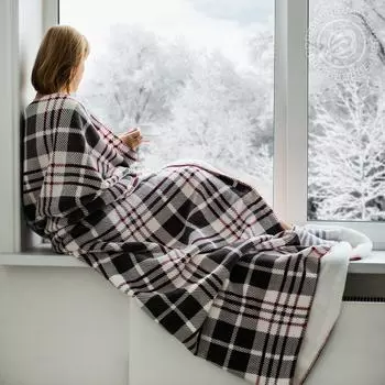 Плед "Клетка" Графит р. 200х220