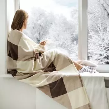 Плед "Клетка" Коричневый р. 180х200