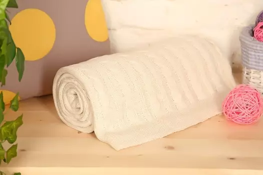 Плед "Коса" Молочный р. 150х200