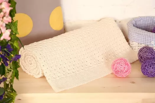 Плед "Паутинка" Молочный р. 150х200