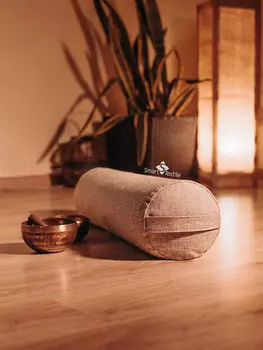 Подушка "Болстер круглый Ганеша" Серый р. 20х70