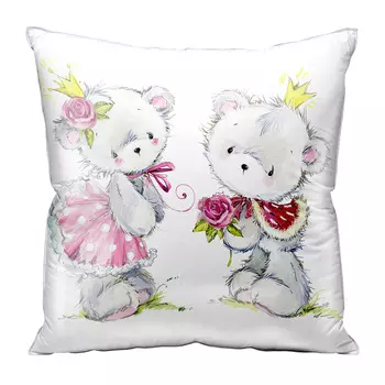 Подушка "Мишки" Белый р. 40х40