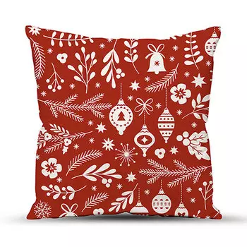 Подушка "Новогодние игрушки" Красный р. 40х40
