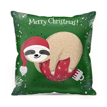Подушка "Новогодний ленивец" Зеленый р. 40х40