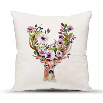 Подушка "Олень" Бежевый р. 40х40