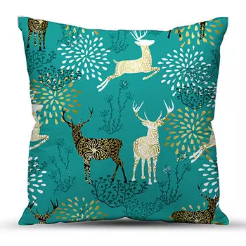 Подушка "Олени" Бирюзовый р. 40х40