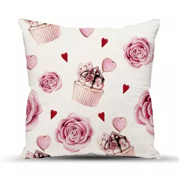 Подушка "Пирожные" Белый р. 40х40