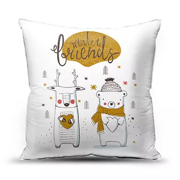 Подушка "Зимние друзья" Белый р. 40х40