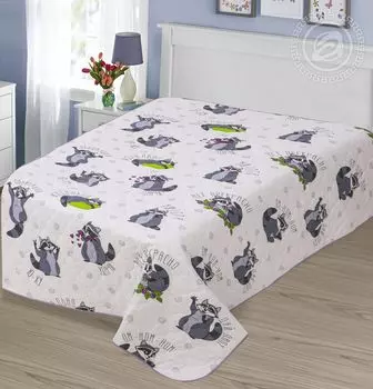 Покрывало "Енотики" Белый р. 150х215