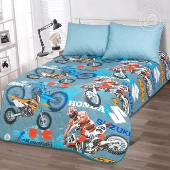 Покрывало "Мотокросс" Бирюзовый р. 150х215