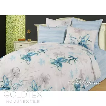 Постельный комплект из перкаля «Акварель», размер Евро с простыней 180 см.