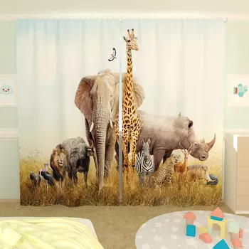 Шторы "Африка" Бежевый р. 260х150