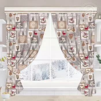 Шторы "Лапландия" Бежевый р. 180х145