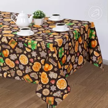 Скатерть "Цитрус" Коричневый р. 150х145