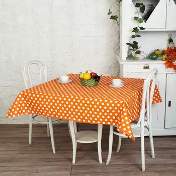 Скатерть "Горошек" Оранжевый р. 145х145