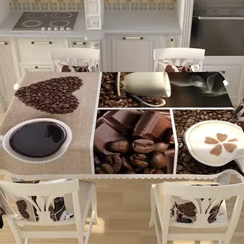 Скатерть "Кофе" Коричневый р. 145х145