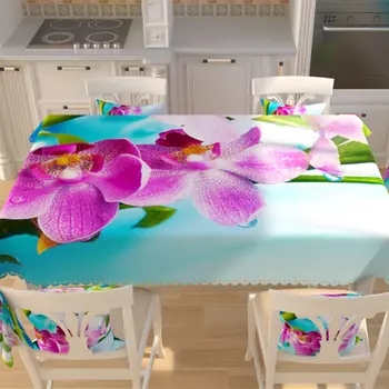 Скатерть "Орхидея" Бирюзовый р. 145х145