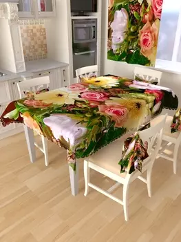 Скатерть "Пестрый букет" Разноцветный р. 145х145